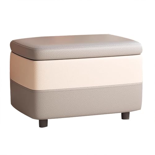 ZXDRYBHD Moderne Ottomane mit Stauraum aus Leder, Sitzbank mit Stauraum, Kleine Aufbewahrungsbänke, für Wohnzimmer und Schlafzimmer(Gray) von ZXDRYBHD