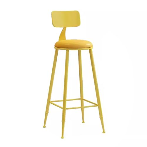 ZXDRYBHD Moderner Lässiger Hoher Barstühle, Barhocker in Gegenhöhe, Bar Hocker mit Rückenlehne mit Fußstütze, für Restaurant, Küche, Bar (Color : Yellow) von ZXDRYBHD
