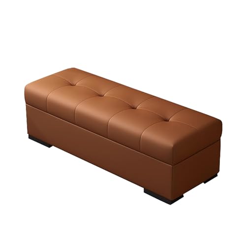 ZXDRYBHD Modischer Ottoman mit Stauraum, Fußhocker aus Nappaleder für Schlafzimmer und Wohnzimmer, Zimmer, Eingangsbereich Sitzhocker(Brown,35.4x15.7in/90x40cm) von ZXDRYBHD