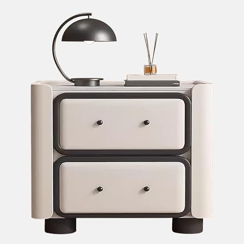 ZXDRYBHD Nightstand, Leichter Luxus-Nachtschrank, Moderne Nachttische, Nachttisch im Creme-Stil, Personalisiertes Design, Kein Zusammenbau Erforderlich (Color : Black, Size : Large) von ZXDRYBHD