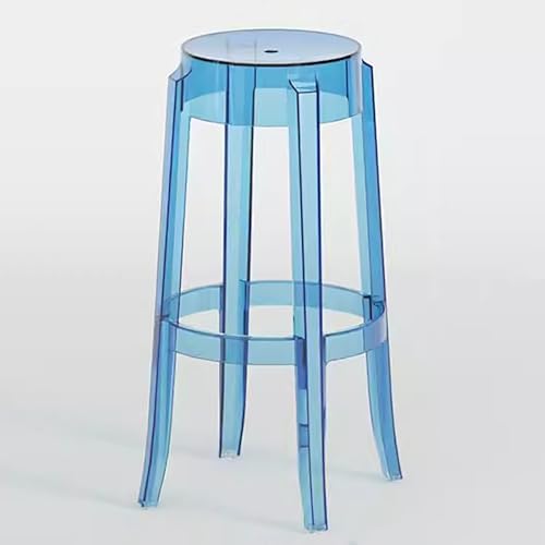 ZXDRYBHD Runde Esszimmerstühle, Terrassen-Stuhl Esszimmer, Transparente Thekenstühle, Stapelbarer Hocker, Leicht zu Bewegen (Color : Blue) von ZXDRYBHD