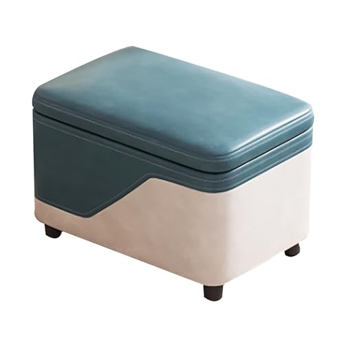 ZXDRYBHD Sitzbank mit Stauraum, Gepolsterte Rechteckige Ottoman-Bank, Kreativer, Farblich Passender Aufbewahrungshocker, Flip-Cover-Design, für Schlafzimmer(Blue) von ZXDRYBHD