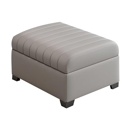 ZXDRYBHD Sitzbank mit Stauraum, Ottomane mit Gepolstertem Sitz, Leder-Stauraumbank, Tragkraft 200kg, für Schlafzimmer, Wohnzimmer, Eingangsbereich(Gray,31.5in/80cm) von ZXDRYBHD