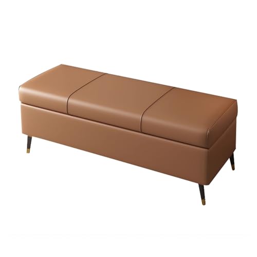ZXDRYBHD Sitzbank mit Stauraum, Ottomane mit Stauraum Fußende des Bettes, Schuhbank mit Stauraum, Nano-Tech-Stoff, für Schlafzimmer, Wohnzimmer, Eingangsbereich(Brown,51.2in/130cm) von ZXDRYBHD