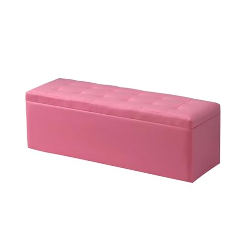 ZXDRYBHD Sitzbank mit Stauraum, Scharnierbefestigung und Lederbezug für Ottomanen für Wohnzimmer, Storage Bench für Eingangsbereich, Wohnzimmer, Schlafzimmer(Pink,40cm/15.7in) von ZXDRYBHD
