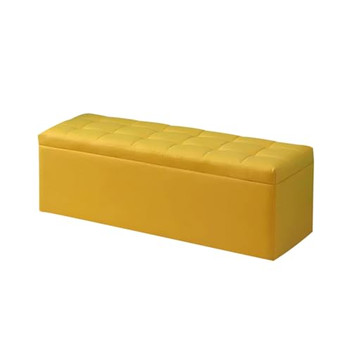 ZXDRYBHD Sitzbank mit Stauraum, Scharnierbefestigung und Lederbezug für Ottomanen für Wohnzimmer, Storage Bench für Eingangsbereich, Wohnzimmer, Schlafzimmer(Yellow,100cm/39.4in) von ZXDRYBHD