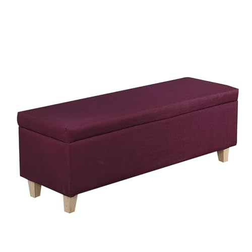 ZXDRYBHD Sitzhocker mit Stauraum, Sitzbank aus Baumwolle und Leinen mit Stauraum, für Wohnzimmer, Eingangsbereich und Schlafzimmer(Purple,150cm/59.1in) von ZXDRYBHD