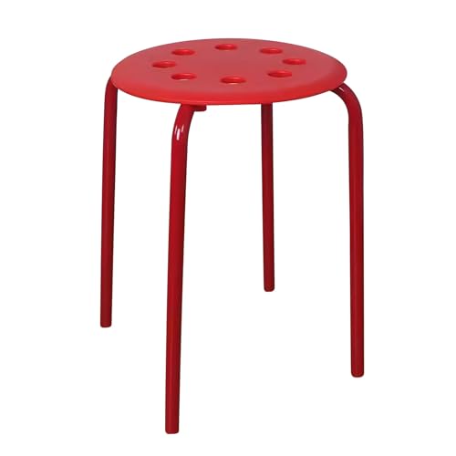 ZXDRYBHD Stapelbare Stühle Esszimmer, Runder Hocker, Mehrzweck-Esszimmerstühle, Tragbar, für Studenten, Erwachsene, Schule, Büro, Zuhause (Color : Red) von ZXDRYBHD