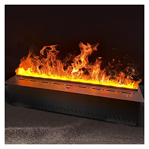 47/59 Zoll Wandmontierter elektrischer Kamin mit lebensechtem Flammeneffekt, Metallplatte, automatische Wasserversorgung, Schwarz (Größe:120 cm) von ZXDTVFGN