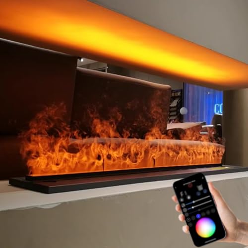 Wasserdampfkamin, 3D eingebauter elektrischer Wasserdampfkamin mit Luftbefeuchter und automatischer Wassersteuerung, 3 mm Ultradünnes Panel, realistische Versprühen Flamme, 1000 mm - Multicolor App Wasserdampfkamin, 3D eingebauter elektrischer Wasserdampfkamin mit Luftbefeuchter und automatischer Wassersteuerung, 3 mm Ultradünnes Panel, realistische Versprühen Flamme, 1000 mm - Multicolor App von ZXDTVFGN