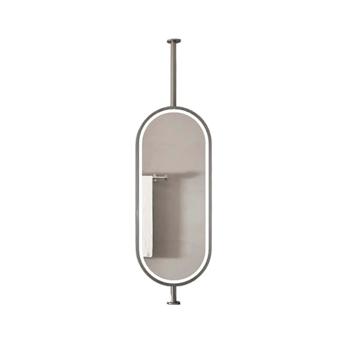 ZXDTVFGN 360° drehbarer doppelseitiger ovaler Spiegel mit LED-Licht – einstellbare Helligkeit und 3 Farbmodi. Großes dekoratives Badezimmer zum Aufhängen (Schwarz, 50 x 80 cm) von ZXDTVFGN