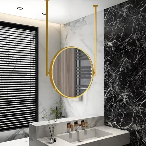 ZXDTVFGN An der Decke hängender Schwebender Spiegel mit Metallstange, Dekorspiegel mit abgerundetem goldenen Rahmen, Kosmetikspiegel, Rasierspiegel, Frisiertisch, Schreibtisch-Wandspiegel ( ZXDTVFGN An der Decke hängender Schwebender Spiegel mit Metallstange, Dekorspiegel mit abgerundetem goldenen Rahmen, Kosmetikspiegel, Rasierspiegel, Frisiertisch, Schreibtisch-Wandspiegel ( von ZXDTVFGN