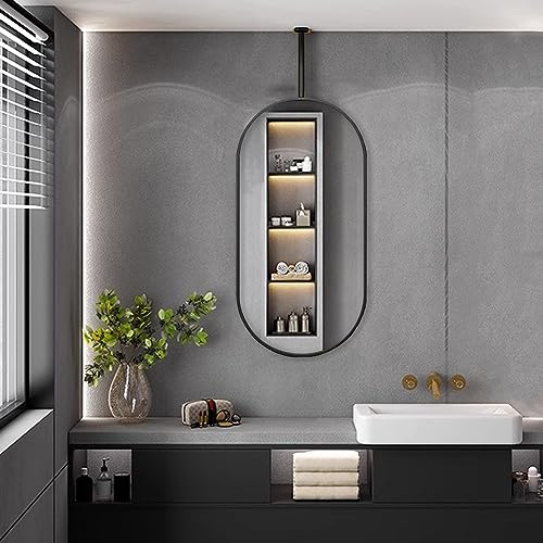 ZXDTVFGN Deckenspiegel mit Metallstange zum Aufhängen, große ovale dekorative Spiegel mit schwarzem Rahmen, Badezimmer-Waschtischwand für Schlafzimmer, Zuhause oder Hotel (Größe: 4 ZXDTVFGN Deckenspiegel mit Metallstange zum Aufhängen, große ovale dekorative Spiegel mit schwarzem Rahmen, Badezimmer-Waschtischwand für Schlafzimmer, Zuhause oder Hotel (Größe: 4 von ZXDTVFGN