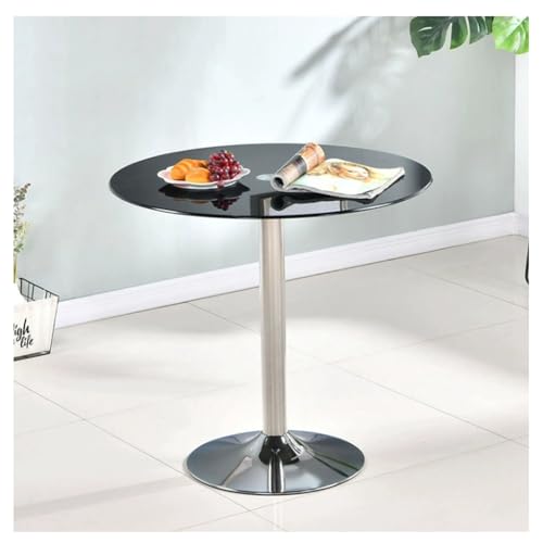 ZXDTVFGN Esstisch mit Säulenfuß und runder Glasplatte, 60/70/80 cm, modern, rund, für 2–4 Personen, Frühstücks-Bistrotisch, Chromfuß von ZXDTVFGN