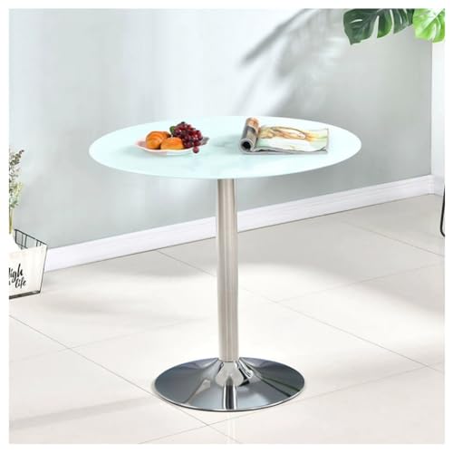 ZXDTVFGN Esstisch mit Säulenfuß und runder Glasplatte, 60/70/80 cm, modern, rund, für 2–4 Personen, Frühstücks-Bistrotisch, Chromfuß von ZXDTVFGN