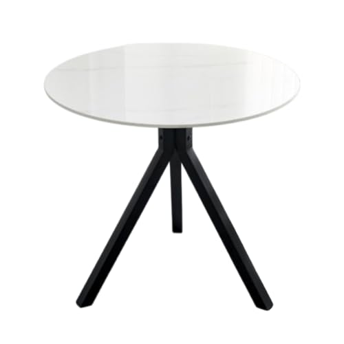 ZXDTVFGN Kleiner runder Esstisch, 80 cm, Schwarze Metallbeine, industrieller runder Marmor-Desktop, Küche, 4-teilig, für Zuhause, Wohnung, Wohnzimmer von ZXDTVFGN