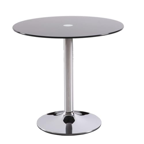 ZXDTVFGN Runder Esstisch aus Glas, 71,1 cm hoch, dekorativ, schmal, gehärtet, Cocktailtisch, klar/silberfarben, Sockel aus Chrom/Glas von ZXDTVFGN