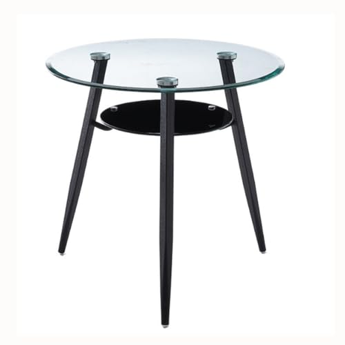 ZXDTVFGN Runder Esstisch aus Glas mit schwarzen Metallbeinen, 80 cm, Moderne Küche, Wohnzimmer, Büro, Restaurants von ZXDTVFGN