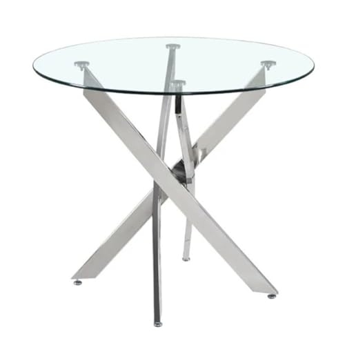 ZXDTVFGN Runder Esstisch aus gehärtetem Glas, Moderne Küche, Kaffee, silberfarbene Rohrbeine, für Zimmer ZXDTVFGN Runder Esstisch aus gehärtetem Glas, Moderne Küche, Kaffee, silberfarbene Rohrbeine, für Zimmer von ZXDTVFGN
