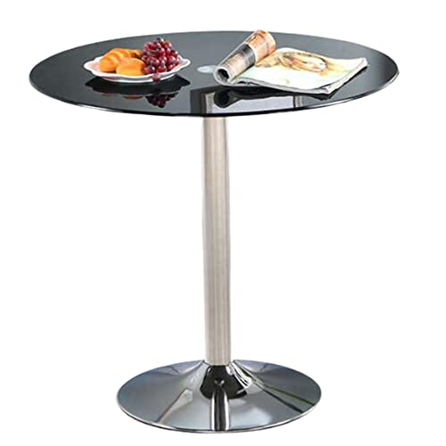 ZXDTVFGN Runder Esstisch aus gehärtetem Glas, moderner Frühstücks-Bistro-Ständer aus Chrom von ZXDTVFGN