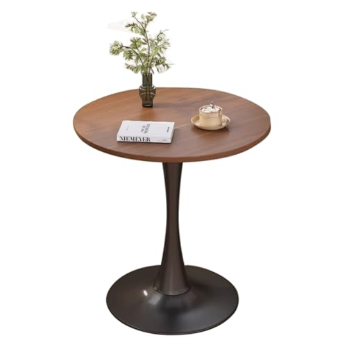 ZXDTVFGN Runder Tulpen-Esstisch aus Walnussholz, Kleiner Sockel für Zimmer, Küche, Wohnzimmer, mit MDF-Oberfläche, Stahlsockel, modernes Bistro, 100 kg Tragkraft von ZXDTVFGN