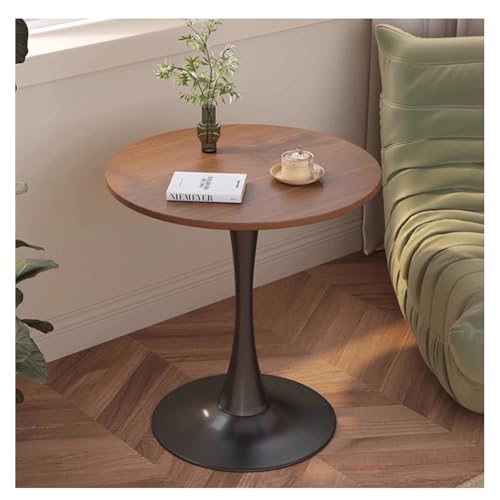 ZXDTVFGN Runder Tulpen-Esstisch aus Walnussholz, Kleiner Sockel für Zimmer, Küche, Wohnzimmer, mit MDF-Oberfläche, Stahlsockel, modernes Bistro, 100 kg Tragkraft von ZXDTVFGN
