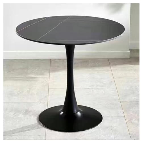 ZXDTVFGN Schwarzer runder Esstisch für die Küche, Tulpen-Sockel, Mid-Century Modern, Kreis, 10 mm, Steinplatte, Desktop von ZXDTVFGN