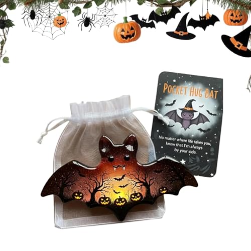 ZXDZSW Halloween-Taschenkarten, Taschentrost mit Ermutigungskarte, süßer Mini-Charm, inspirierendes Geschenk for Freunde, kleines dekoratives Andenken(Black) von ZXDZSW