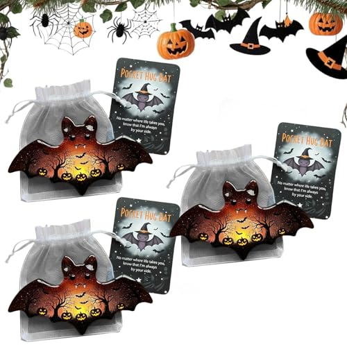 ZXDZSW Halloween-Taschenkarten, Taschentrost mit Ermutigungskarte, süßer Mini-Charm, inspirierendes Geschenk for Freunde, kleines dekoratives Andenken(Black*3) von ZXDZSW