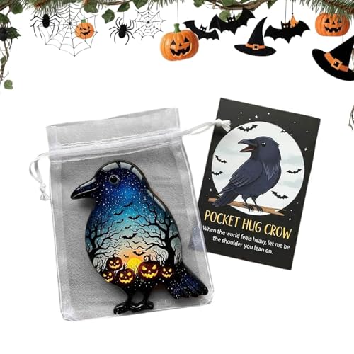 ZXDZSW Halloween-Taschenkarten, Taschentrost mit Ermutigungskarte, süßer Mini-Charm, inspirierendes Geschenk for Freunde, kleines dekoratives Andenken(Blue) von ZXDZSW