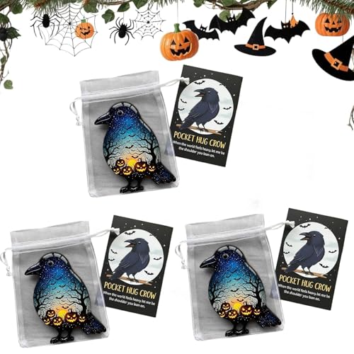ZXDZSW Halloween-Taschenkarten, Taschentrost mit Ermutigungskarte, süßer Mini-Charm, inspirierendes Geschenk for Freunde, kleines dekoratives Andenken(Blue*3) von ZXDZSW