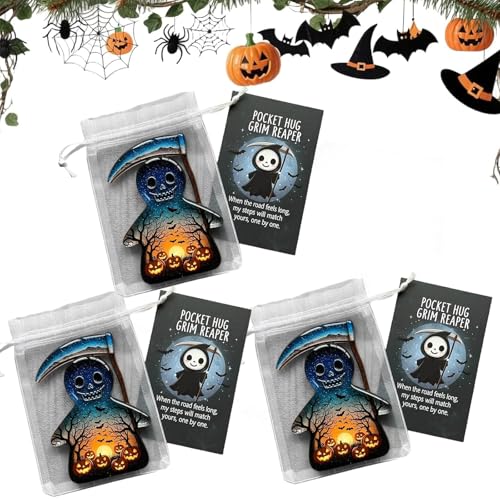 ZXDZSW Halloween-Taschenkarten, Taschentrost mit Ermutigungskarte, süßer Mini-Charm, inspirierendes Geschenk for Freunde, kleines dekoratives Andenken(Yellow*3) von ZXDZSW