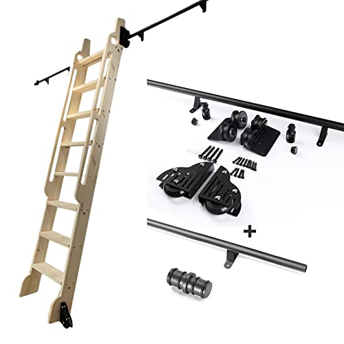 Rustikale Schwarze Rundrohr-Schiebetür-Leiter-Bibliotheks-Hardware (Keine Leiter), rollende Bibliotheksleiter-Hardware-Kit Mobile Rundrohr-Leiterschiene (Size : 16ft/500cm Track kit) von ZXFDM