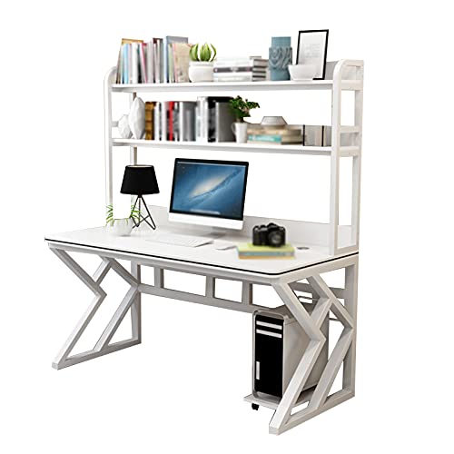Computertisch, Holzschreibtisch mit Regal, moderner Arbeitstisch, Schreibtisch, Laptop, Workstation mit CPU-Halter, Werkbank für das Heimbüro von ZXFDMSWJ