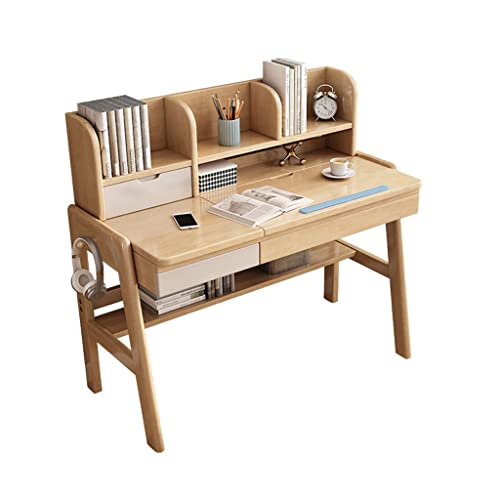 Computertisch, Home-Office-Schreibtisch, Arbeitsplatz, Schreibtisch und Stuhl, Verstellbarer Lift mit Schubladen und Doppelregal mit Haken und Regalen, Schreibtisch für Schlafzimmer (Farbe von ZXFDMSWJ