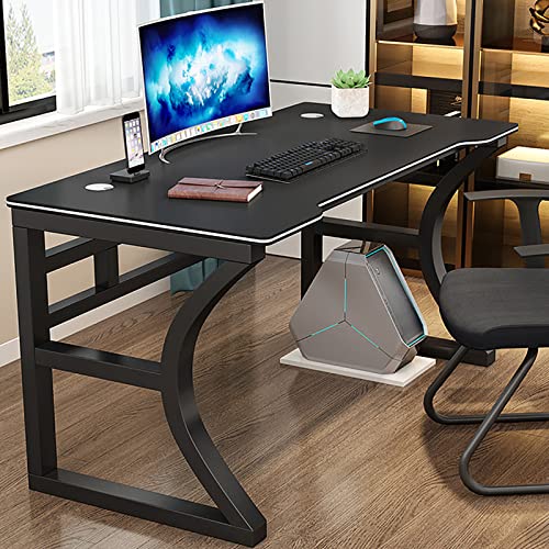 Computertisch, einfache Montage, großer Gaming-Schreibtisch, Home-Office-Arbeitsplatz, moderner, einfacher Stil, Schreibtisch, Arbeitszimmer, Lesetisch (31 Zoll, schwarz) von ZXFDMSWJ