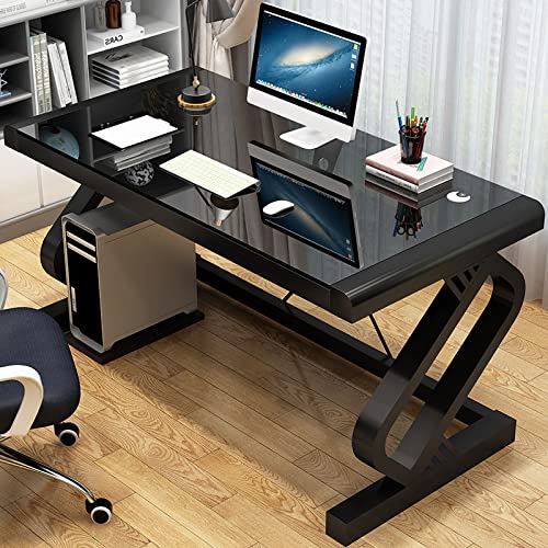 Computertisch aus gehärtetem Glas, moderner Studentenschreibtisch, Arbeitstisch, Heimbüro, Gaming-Schreibtisch, persönlicher Arbeitsplatz, 32 Zoll von ZXFDMSWJ