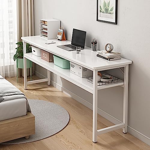 Computertisch für das Heimbüro, Kleiner Schreibtisch, moderner Arbeitstisch im einfachen Stil, kompakter PC-Arbeitsplatz mit Regalen, Kleiner Schreibtisch zum Sparen von ZXFDMSWJ