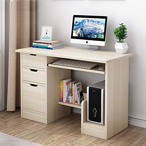 Computertisch mit Regalen, moderner Stabiler Schreibtisch mit Schubladen, industrielle Schreibtischmöbel für Zuhause, Büro, Arbeitszimmer (E 100 x 40 x 72 cm) von ZXFDMSWJ