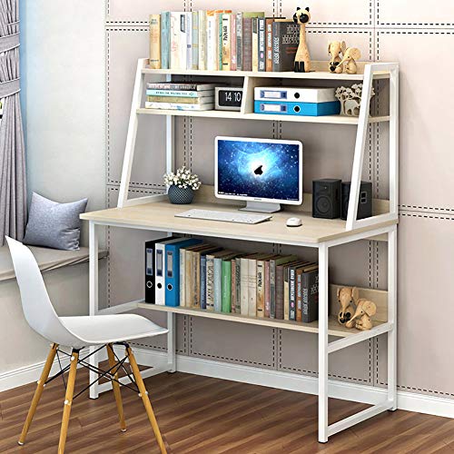 Computertisch mit Schrank und Bücherregal, 47-Zoll-Schreibtisch mit Ablagefächern, moderner, einfacher PC-Schreibtisch für kleine Räume von ZXFDMSWJ
