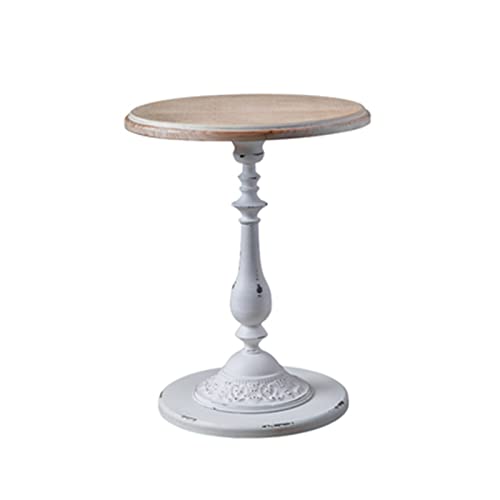 Couchtisch für Wohnzimmer, Vintage-Cocktailtisch – Holzplatte und Metallfuß – runder Beistelltisch, robuster und langlebiger Esstisch, 2 Stile (Größe: 50 * 50 * 63 cm, Farbe: Weiß) von ZXFDMSWJ