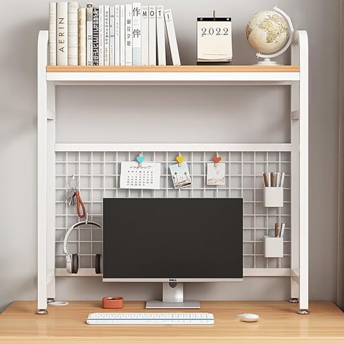 Desktop-Bücherregal, Bücherregal für Computertisch, Aufbewahrungsständer aus Metallgitter, Schreibtisch-Organizer, Regal für Arbeitsplatte, Bücherregal (Farbe: Weiß, Größe: 75 x 20 x 89 cm) von ZXFDMSWJ