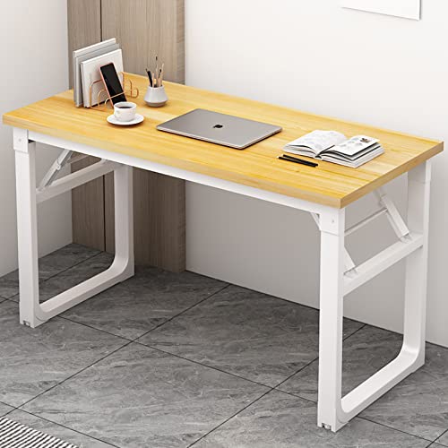 Klappbarer Schreibtisch für platzsparenden Heimgebrauch, einfacher Computertisch, tragbarer Faltbarer Schreibtisch, Arbeitsstation für das Heimbüro, Keine Montage (31 Zoll, gelb) von ZXFDMSWJ