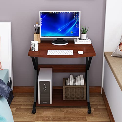 Mobiler Laptop-Schreibtisch, Kleiner Computertisch mit Rollen, platzsparender Arbeitsplatz-Schreibtisch mit Ablagefach für kleine Räume im Schlafzimmer und Wohnzimmer-F 74 x 55 x 74 cm (29 x von ZXFDMSWJ