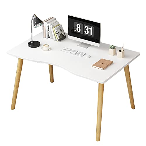 Moderner Computertisch aus Holz, Arbeitstisch mit Beinen aus Massivholz, Heimbüro, Arbeitstisch, Gaming (80 x 50 x 73 cm, weiß) von ZXFDMSWJ