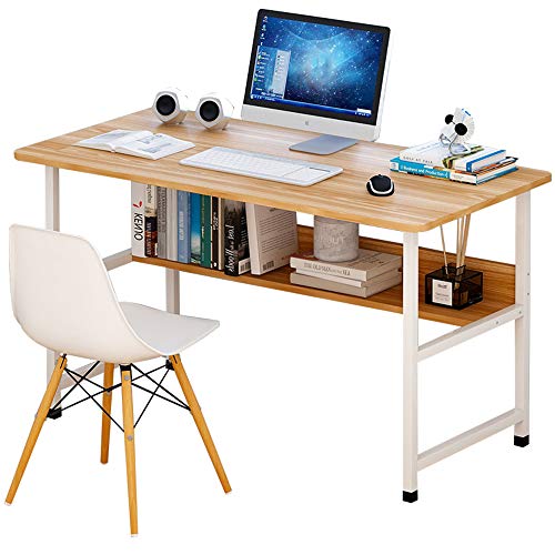 Schreibtisch, Computertisch, Heimschreibtisch, moderner und einfacher Studentenschreibtisch, Laptop-Schreibtisch, Arbeitstisch mit Bücherregal, für Schlafzimmer von ZXFDMSWJ