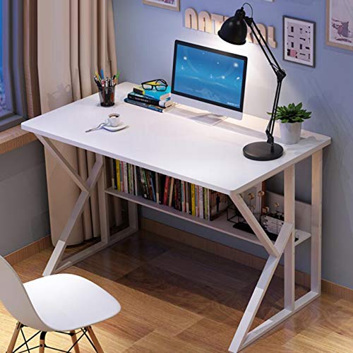 Schreibtisch, Computertisch, Holzschreibtisch, Heimbüro, Laptop-Schreibtisch, Arbeitsplatz mit integriertem Bücherregal, einfacher Schreibtisch für Studenten von ZXFDMSWJ
