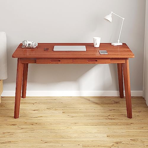 Schreibtisch aus Holz mit 2 Schubladen, Arbeitsplatz für das Heimbüro, einfacher Computertisch, Stabiler Arbeitstisch für Schlafzimmer und Büro (80 x 50 x 72 cm, Walnuss). von ZXFDMSWJ
