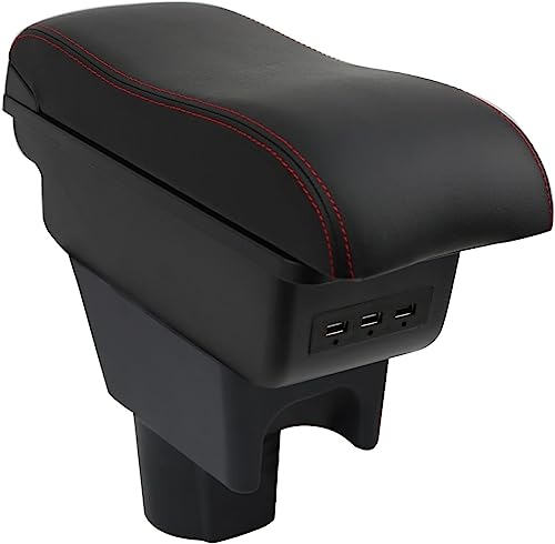 ZXFENG Autozubehor Armlehne für Dacia Duster I 2010-2015, Doppelschicht Mittelkonsole Armlehnen mit USB Ladeanschlüssen Armauflage Aufbewahrungsbox von ZXFENG