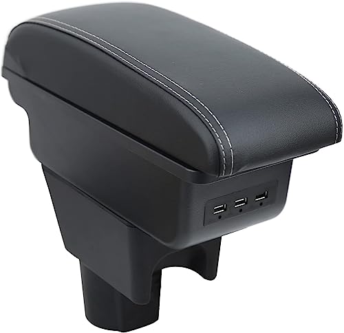 ZXFENG Autozubehor Armlehne für Dacia Duster I 2010-2015, Doppelschicht Mittelkonsole Armlehnen mit USB Ladeanschlüssen Armauflage Aufbewahrungsbox von ZXFENG
